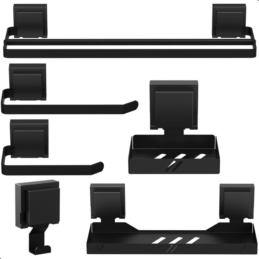 Kit Acessórios Banheiro Com Ventosa Preto 6 Peças Duplo Max