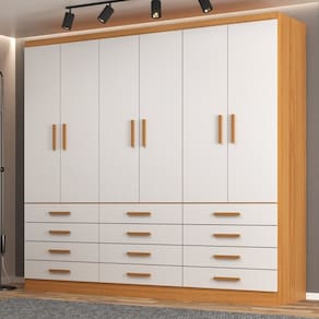 Guarda-Roupa  6 Portas e 12 Gavetas New Mônaco Branco/Cinnamomo