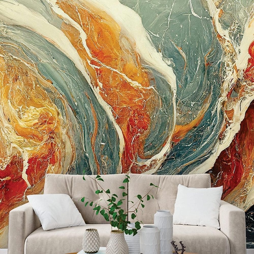 Papel de parede painel 3d mármore branco cinza vermelho 3m