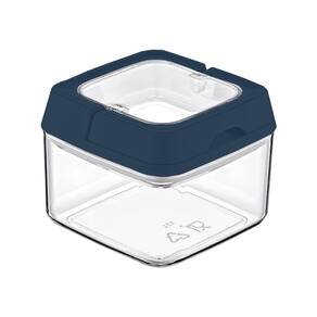 Pote de acrílico hermético quadrado com tampa 500ml azul