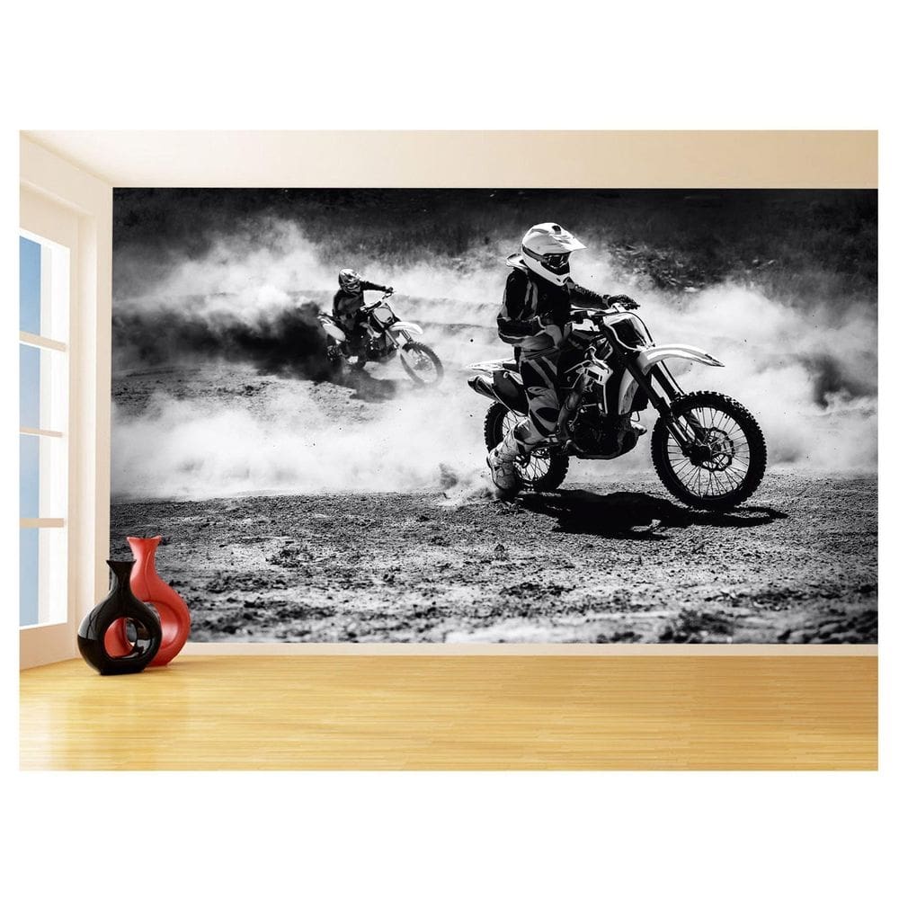 Papel De Parede 3D Moto Cross Trilha Terra Mx 3,5M Bkm07