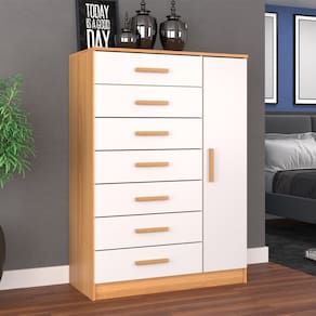 Cômoda 100% MDP New Mônaco Quarto Branco/Cinnamomo