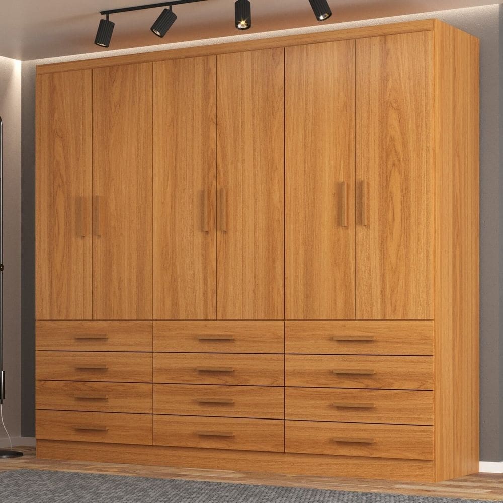 Guarda-Roupa  6 Portas e 12 Gavetas New Mônaco Cinnamomo