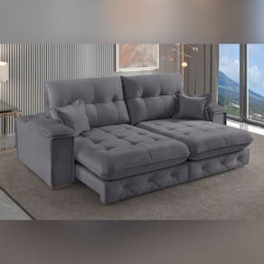 Sofá Retrátil Reclinável com Usb 230cm Istambul Yescasa Cinza