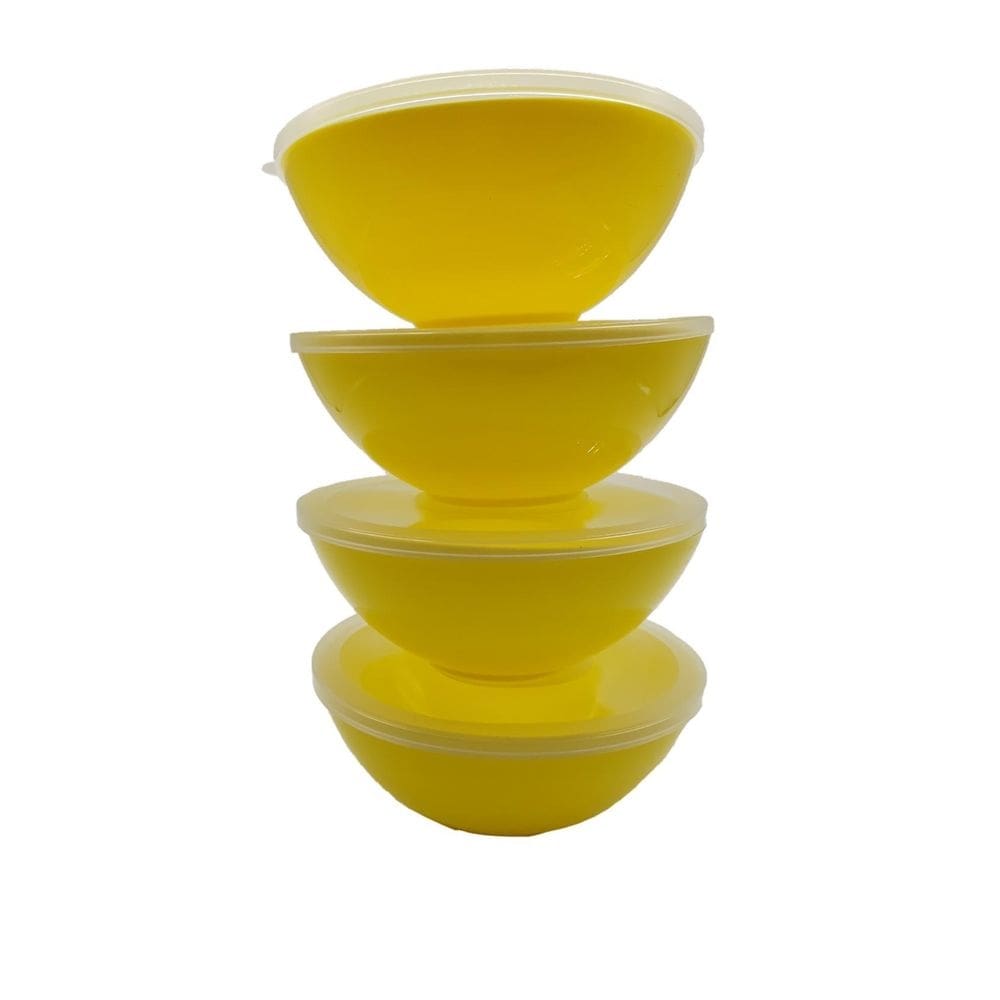 4 potes redondo com tampa marmita sobremesa 600 ml amarelo