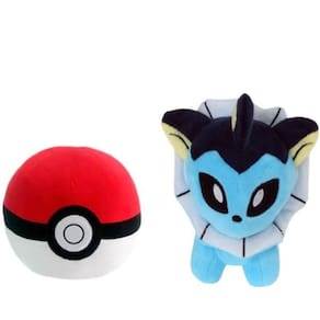 Eevee evoluções kit com 2 pelúcias pokemon vaporeon pokebola