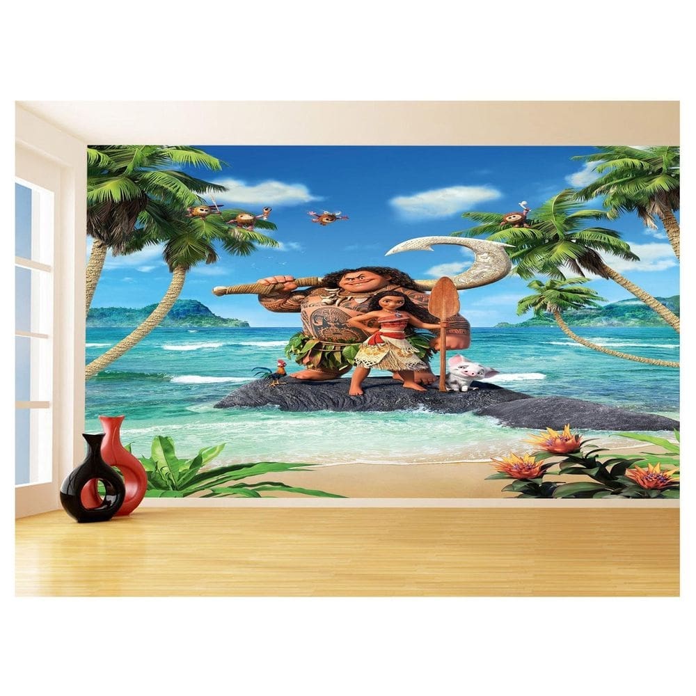 Papel De Parede 3D Infantil Moana Princesa Maui 3,5M Azs378