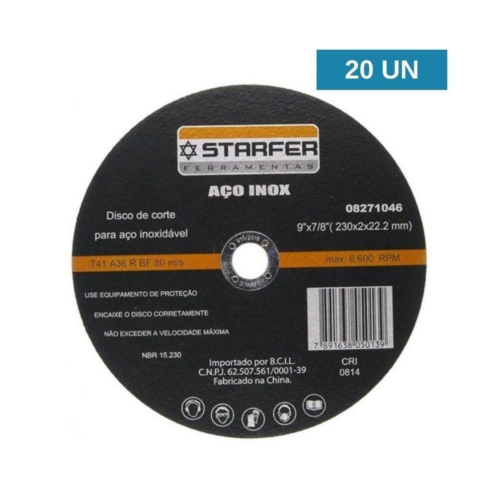 Disco de corte inox 9 x 7/8 starfer 20