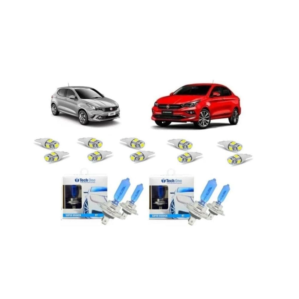 Kit lampadas super branca + led fiat argo cronos