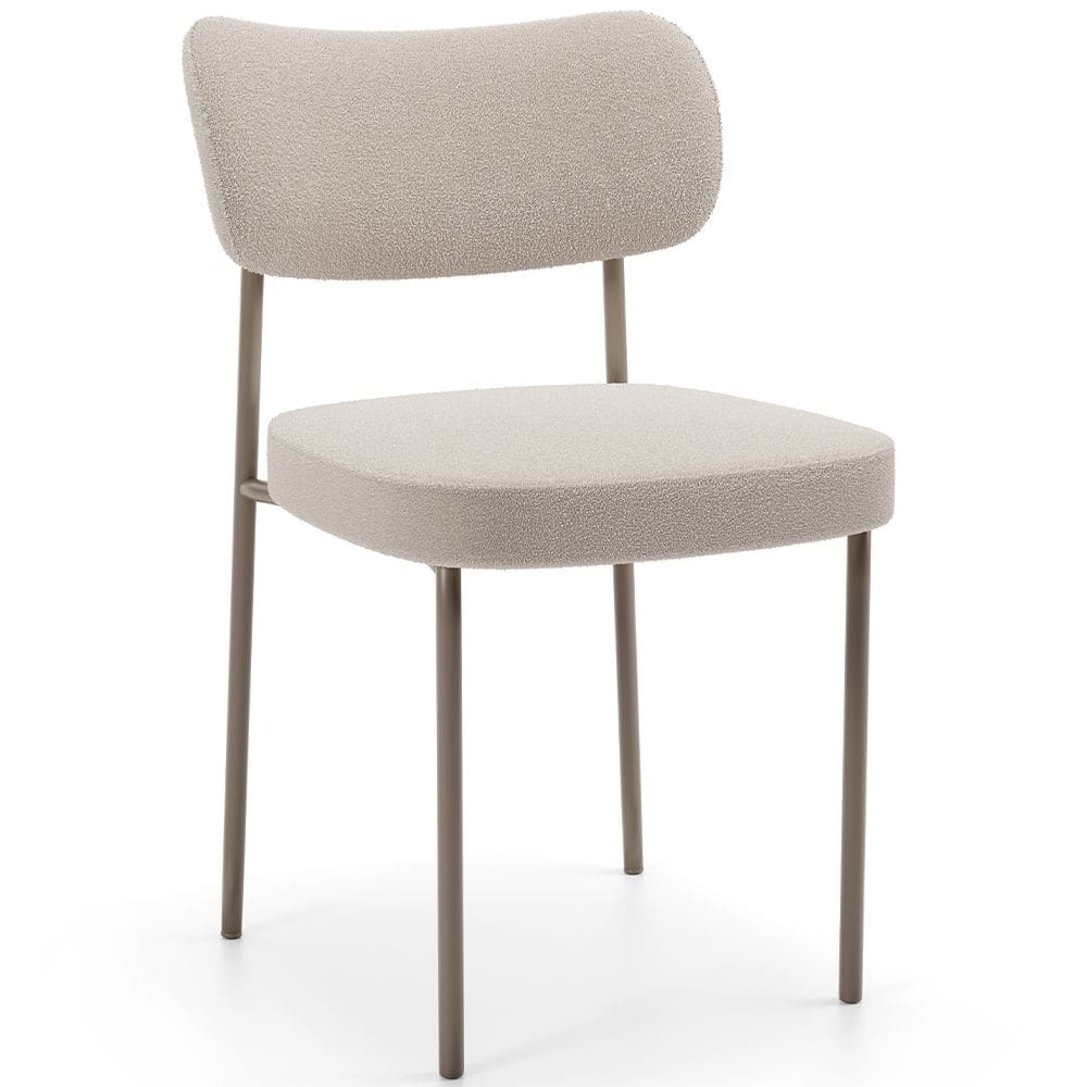 Cadeira Decorativa Sala De Jantar Melina Base Arena L02 Bouclê Creme - Lyam Decor