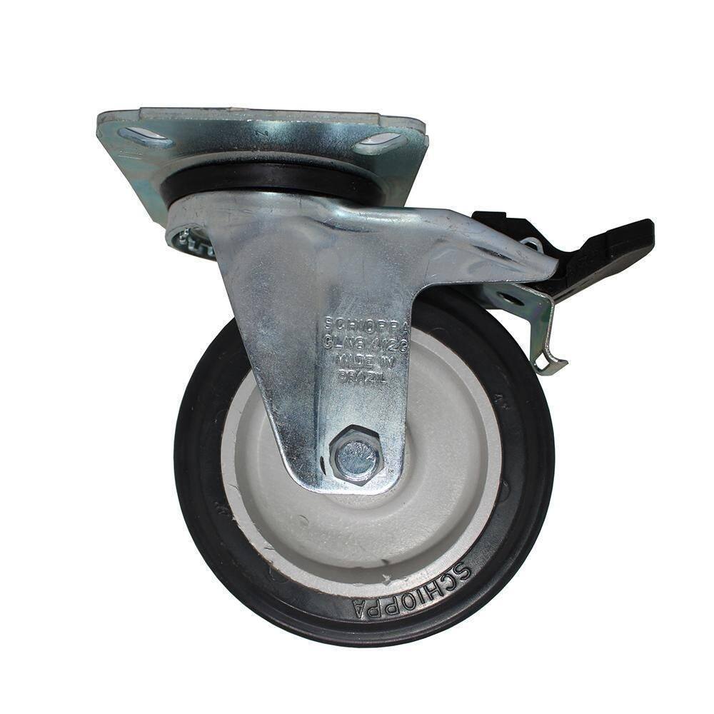 Rodizio giratório para carrinhos pvc com freio gl 312 bpn g