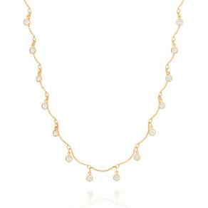 Gargantilha rommanel ouro 18k com zircônias - 42 cm