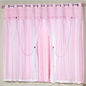 Cortina varão rainha 2,00x1,70m sala quarto linha nobre rosa