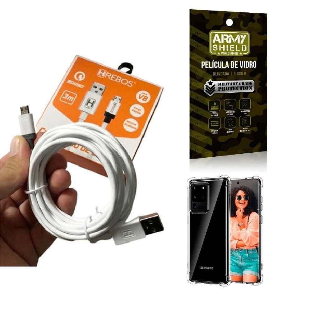 Capinha samsung s20 ultra com cabo turbo e película de vidro