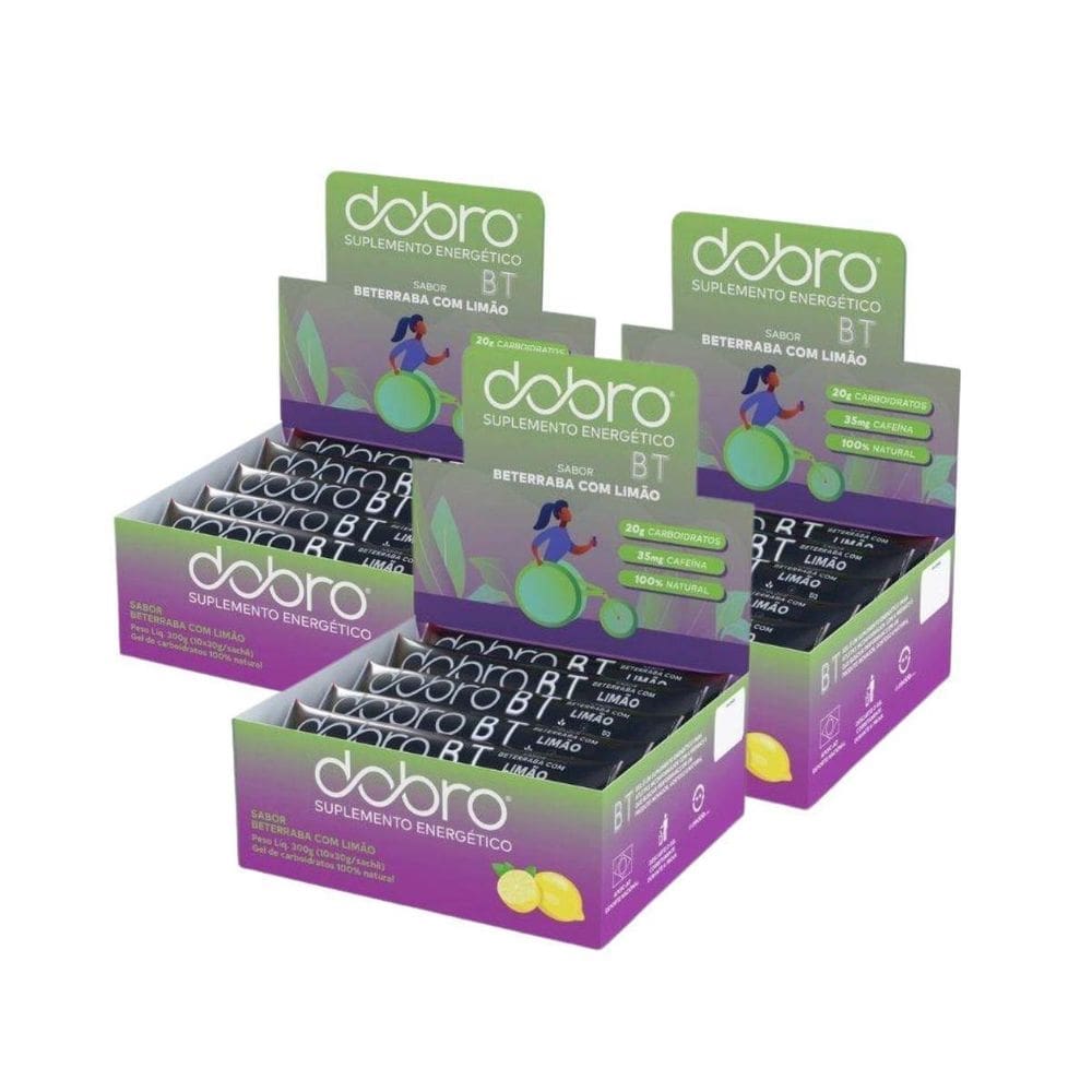 Kit 3X Bt Gel Repositor Energético Dobro Limão Cafeína 10 Un