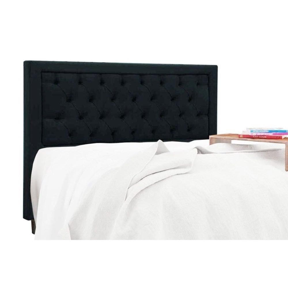 Cabeceira Cama Box Estofada Queen Queen Baronesa Plus Suede Negro - Simbal