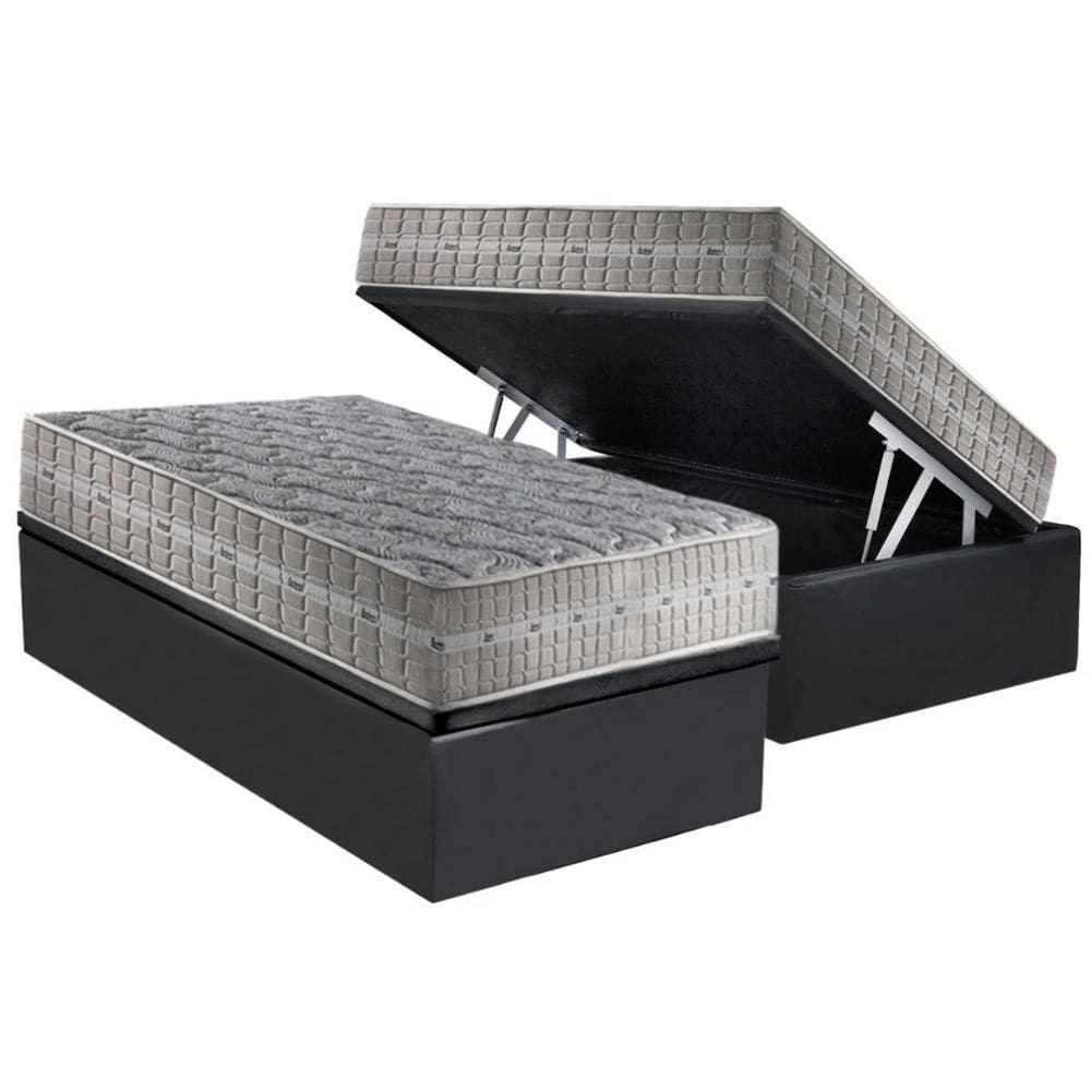 Conjunto Box Baú Solteiro: Colchão Molas Anjos Royal + Base CRC Suede Gray(88x188)