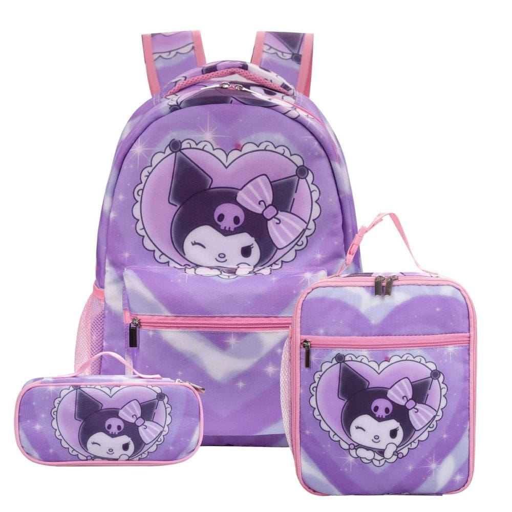 Conjunto de mochilas, mochila infantil Kuromi, lancheira