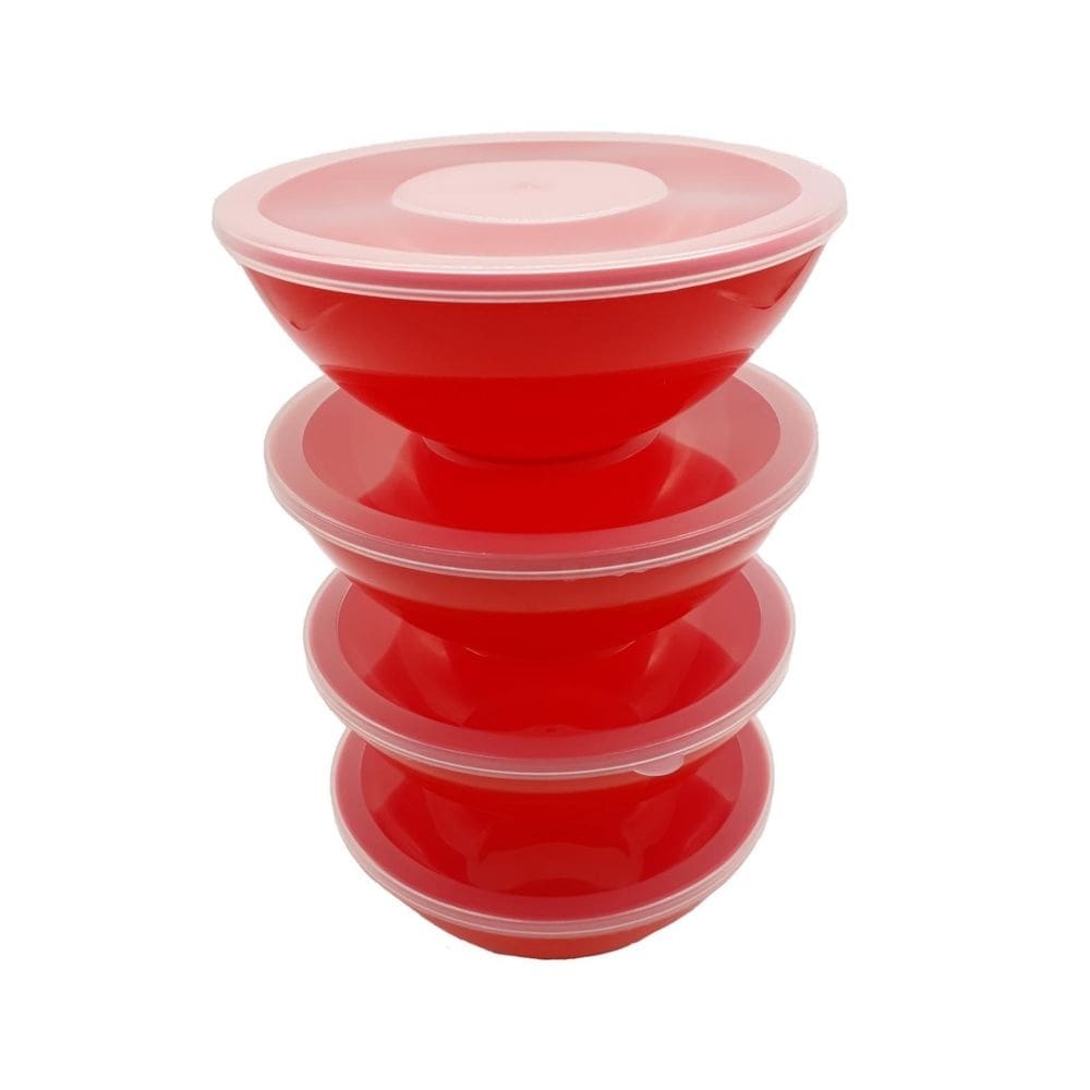 6 potes redondo com tampa marmita sobremesa 600 ml vermelho