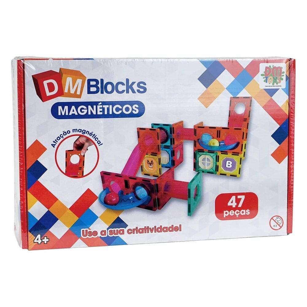 Blocos De Construção Magnético 47 Peças Dm Toys - DMT6765