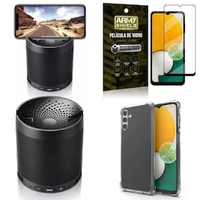 Capa samsung a13 5g + caixa de som bluetooth q3+ película 3d