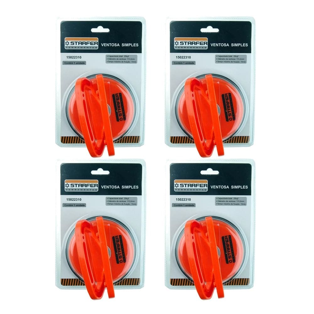 Kit 4 ventosas simples capacidade 25kg starfer
