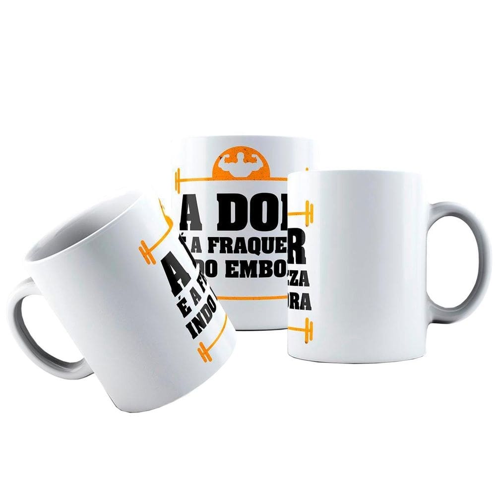 Caneca cerâmica dor é fraqueza indo embora monstro academia