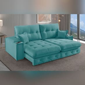 Sofá Retrátil Reclinável com Porta Copos e Usb 230cm Istambul Yescasa Pistache