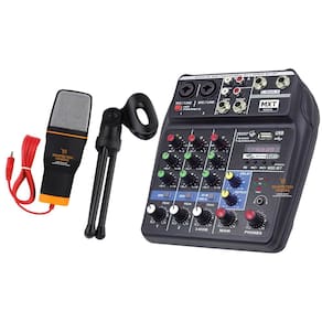 Kit Mesa de Áudio com 4 Canais + Microfone Mesa Condensador