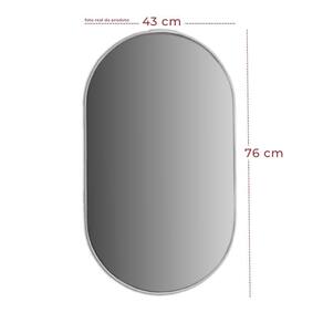 Espelho decorativo oval corpo inteiro luxo com moldura couro