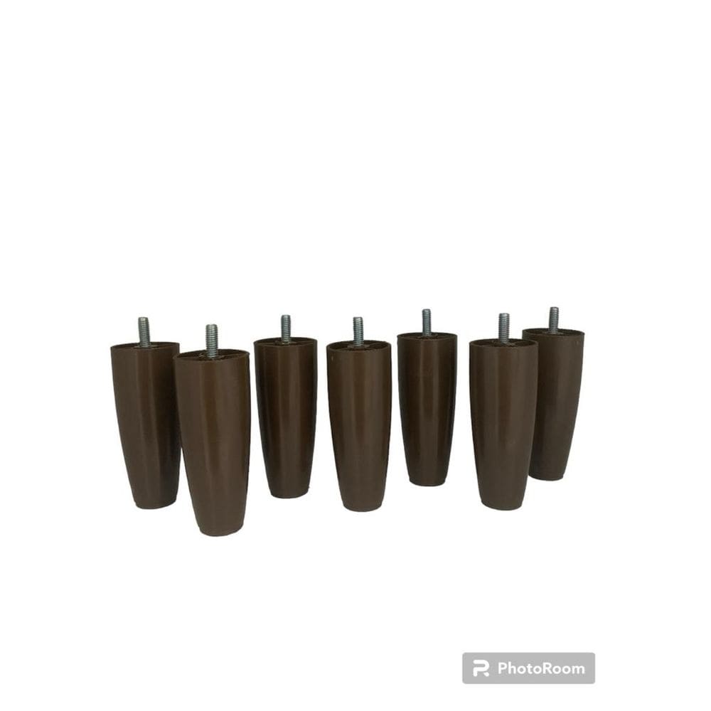 Kit Pes Cama Box Solteiro Conico 4 Pes 2 Rodizio Marrom com 12 cm altura