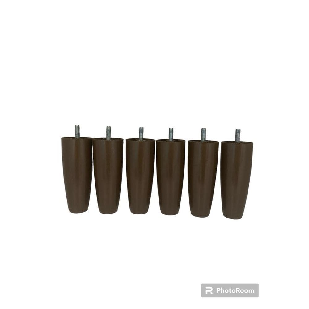 Kit Pes Cama Box Queem Conico 8 Pes 4 Rodizio Marron com 12 cm altura
