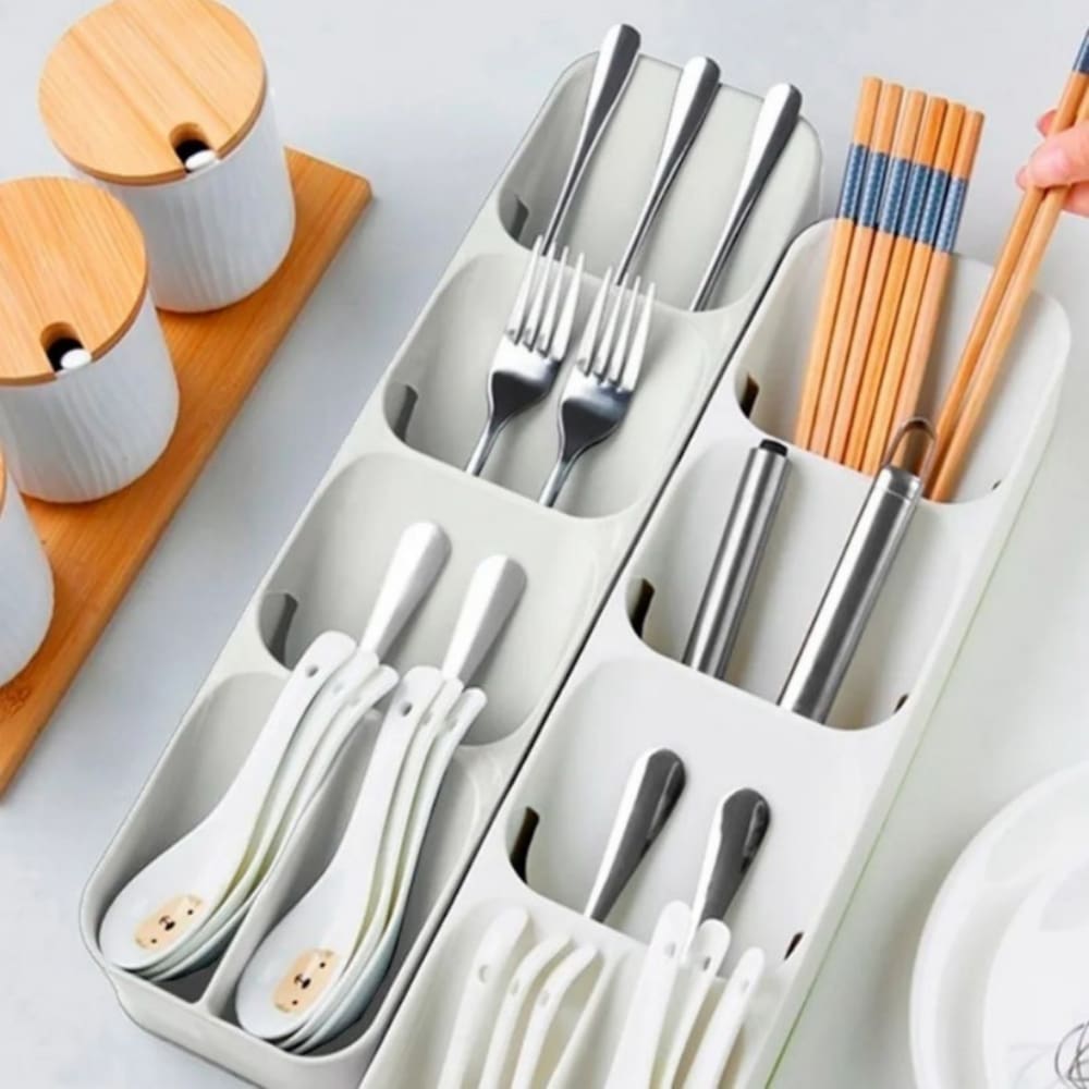 Organizador de Talheres para Gaveta com 5 Nichos Porta Talheres Divisor Separador para Cozinha