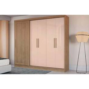 Guarda Roupa Casal 5 Portas e 4 Gavetas c/ Pés Flex CB03N564 Nogueira/Macadamia - Kappesberg