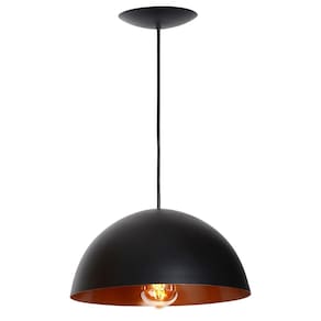 3x pendente onix poptem meia 30cm preto e cobre
