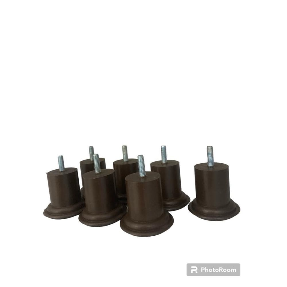 Pé Para Cama Box e Sofá 60mm x 60mm Marrom Redondo Kit 6 unidades