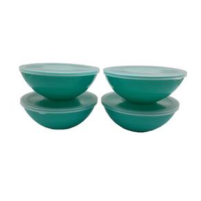 4 potes redondo com tampa marmita sobremesa 600 ml verde