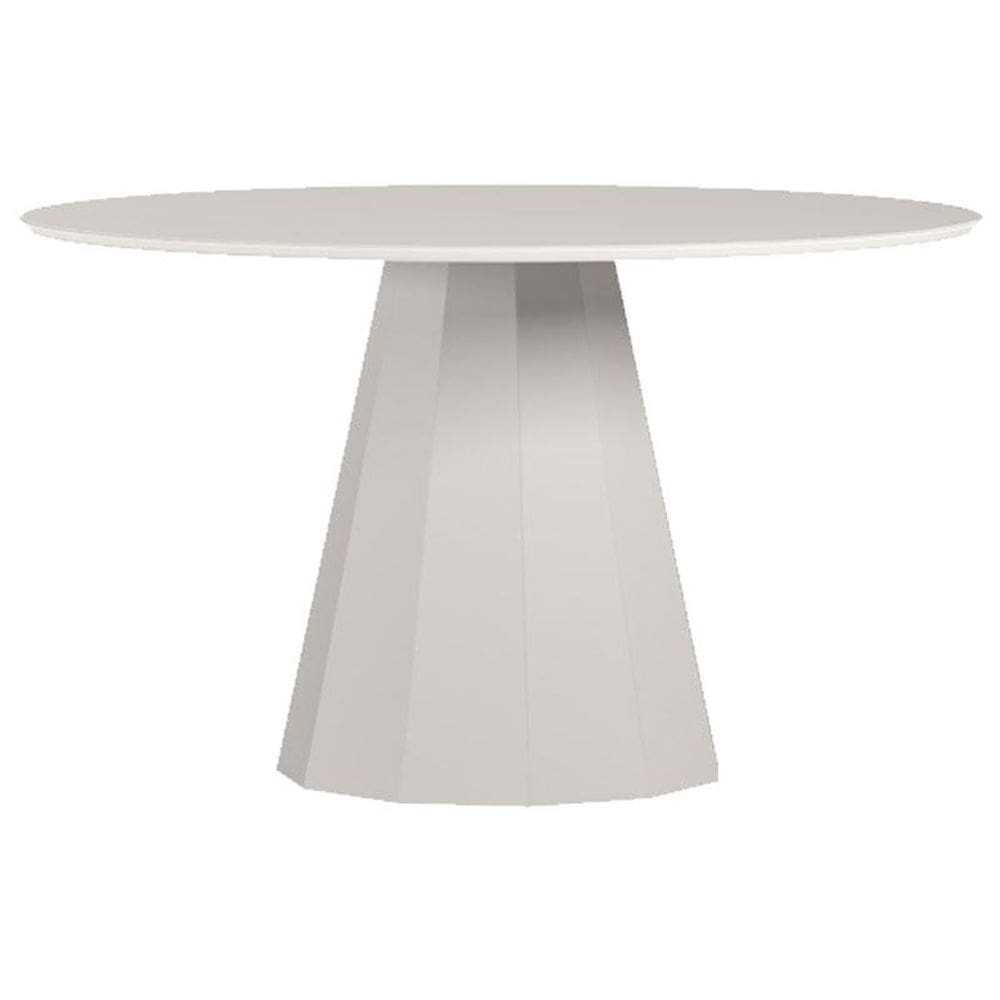 Mesa de Jantar 135x135 cm Isis com Vidro Off White - New Ceval