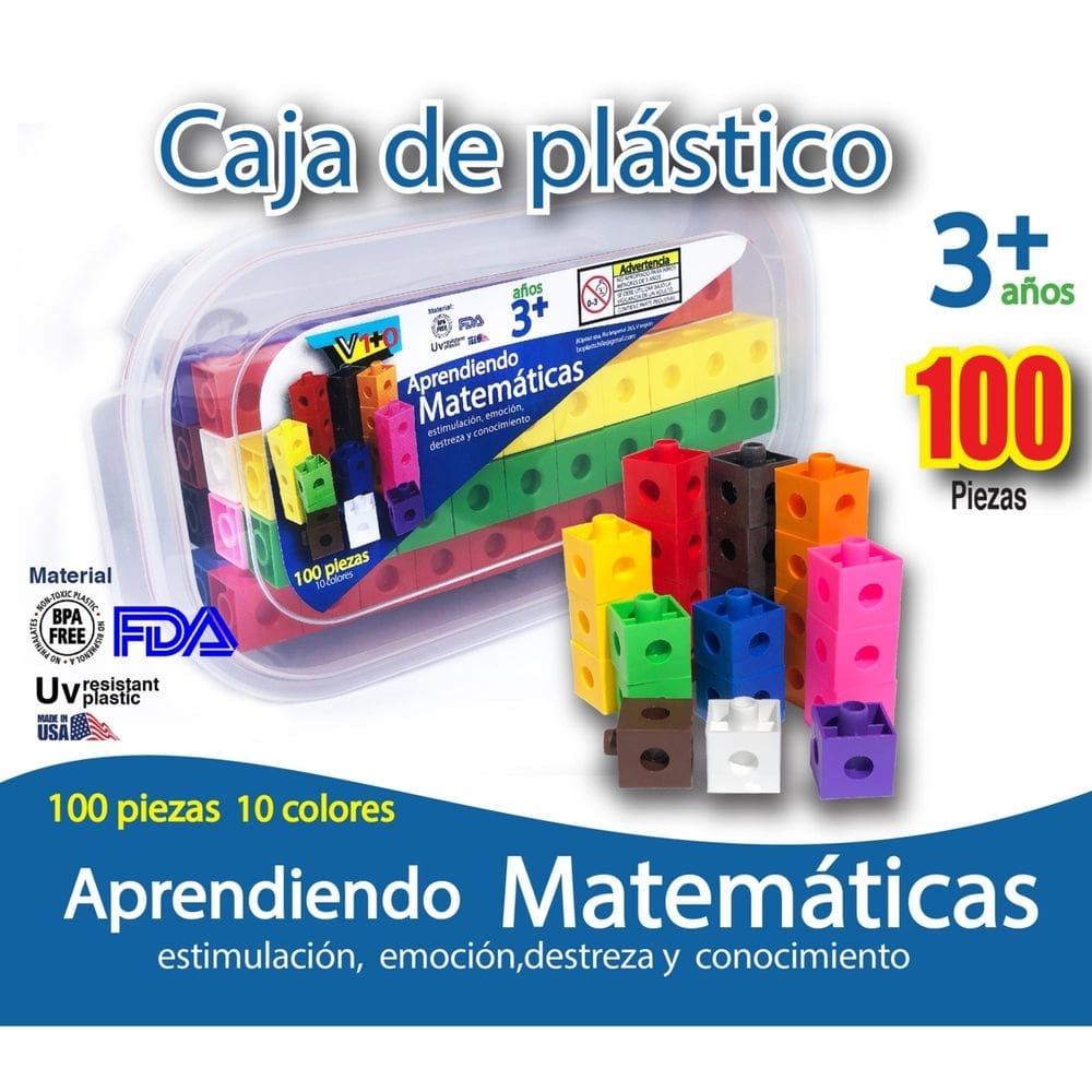 Cubos conectáveis: caixa unifixa de 100 para aprendizado de matemática