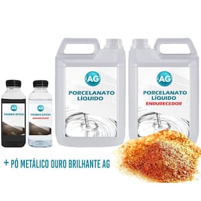 Kit porcelanato líquido metálico ouro brilhante ag por m
