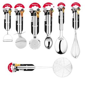 Kit utensílios cozinha 7 peças aço inox