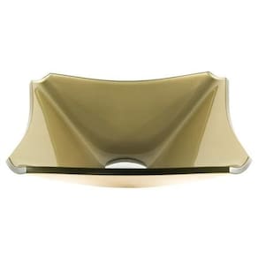 Cuba de vidro quadrada chanfrada 30cm champanhe