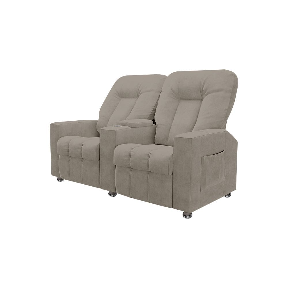 Poltrona Reclinável Para Cinema 2 Lugares Sora Veludo Capuccino FH1 - D`Rossi