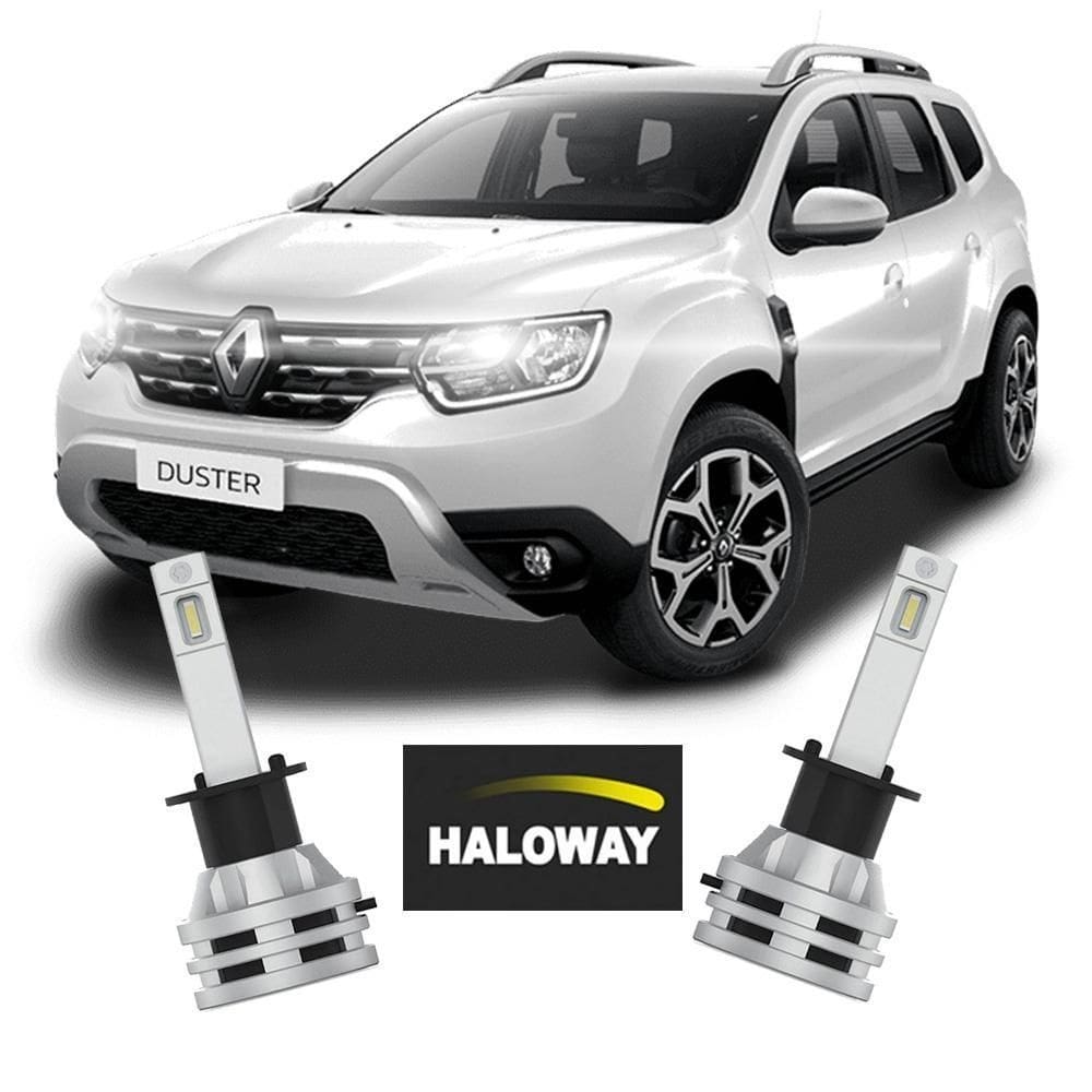 Par lâmpada led farol alto duster 2012/2021 6500k haloway