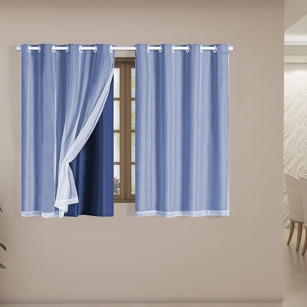 Cortina Blackout Voil 2,00,X1,40 Corta Luz Sala Marinho