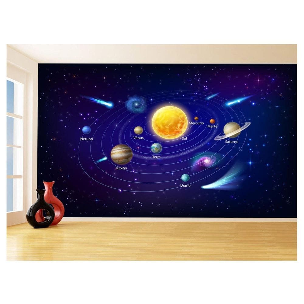 Papel De Parede 3D Espaço Estrelas Planetas 3,5M Nsp190