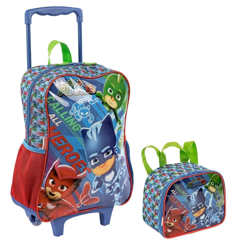 Kit Mochila de Rodinhas E Lancheira PJ Masks Colorido