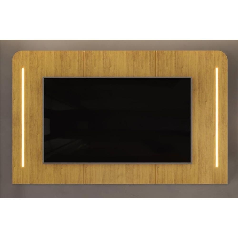 Painel Home p/TV até 75 Polegadas Atlas 100% MDF c/ Led 218x135cm Cedro - DJ Móveis