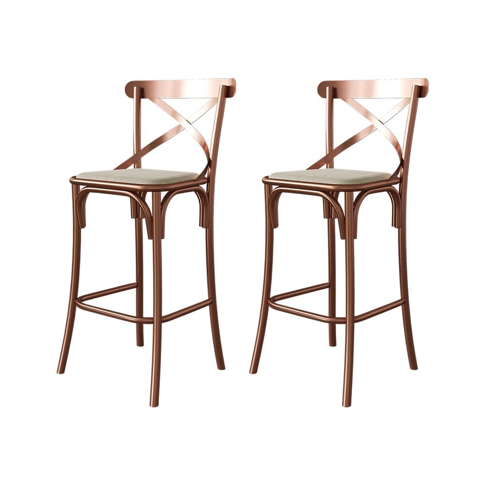 Kit 2 Banquetas Katrina Bar Cozinha Balcão em Aço Cobre - Iron Wood