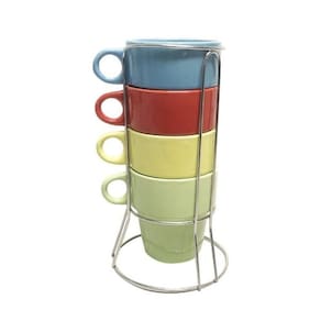 Jogo de canecas em cerâmica com suporte 210ml casita